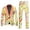 Yellow, variant on Men's Rainbow Long Sleeve Two Piece Suit with Jacket Trousers Tie Printed Button Pockets for Holiday Party Events