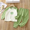 thumbnail image 2 of CAUYDY Child Boy Pjs Sleepwear for Kids 5T 6T 7T 8T 9T 10T Fall Winter Long Sleeved T-Shirt Elastic Waist Pants Set Boys Clothes Sizes 6-7 Years,Green, 2 of 4