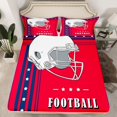 thumbnail image 2 of Feelyou Modern Rugby Football Full Size Sheets, Cartoon Soccer Helmet Bed Sheets, Red Navy Abstract Stripes Sheet Sets, Breathable Home Decor, 4-Piece, 2 of 7