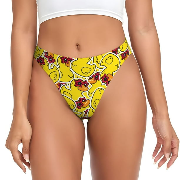 Balery Duck with Star Sunglasses Tangas de Algodón para Mujer con Estampado – Ropa Interior Sexy, Transpirable, G-string-X-Large