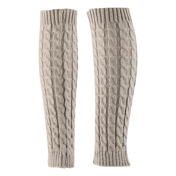 Calentadores de piernas para mujer, de punto, para invierno, para otoño, para botas, calcetines cálidos sin pies. Gris claro