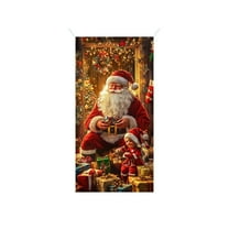 JoyMoreHome Santa Claus Christmas Door Cover, Xmas Backdrop Decoration, 71 x 35 Inch for Home Christmas Party Decoration