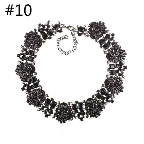 Crystal Rhinestone Statement Necklace, Vintage Chunky Chain Choker Collar Bib Statement Necklace Fashion Costume Jewelry Necklaces for Women…(Black)