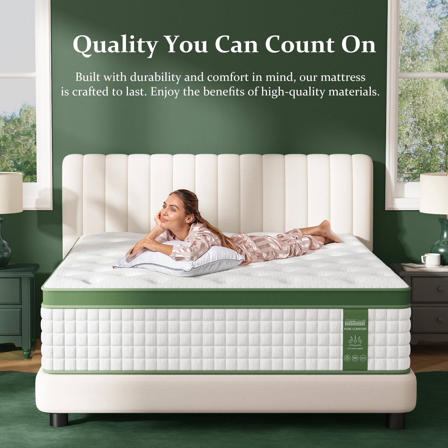 Sleepmax Aura 14" Firm King Hybrid Mattress in a Box, 365 Night Trial, Euro Top, Pain Relief, CertiPUR-US
