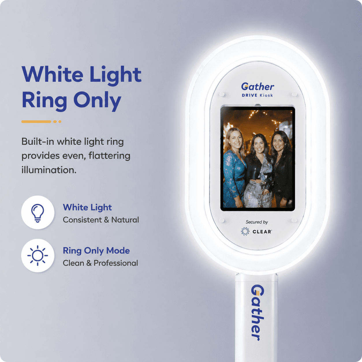 iPad Photo Booth Stand with White Ring Light, Selfie Station Kiosk for 12.9" and 13" iPads, Stable No-Wheel Floor Stand for Weddings, Parties, Events, Tablet Not Included