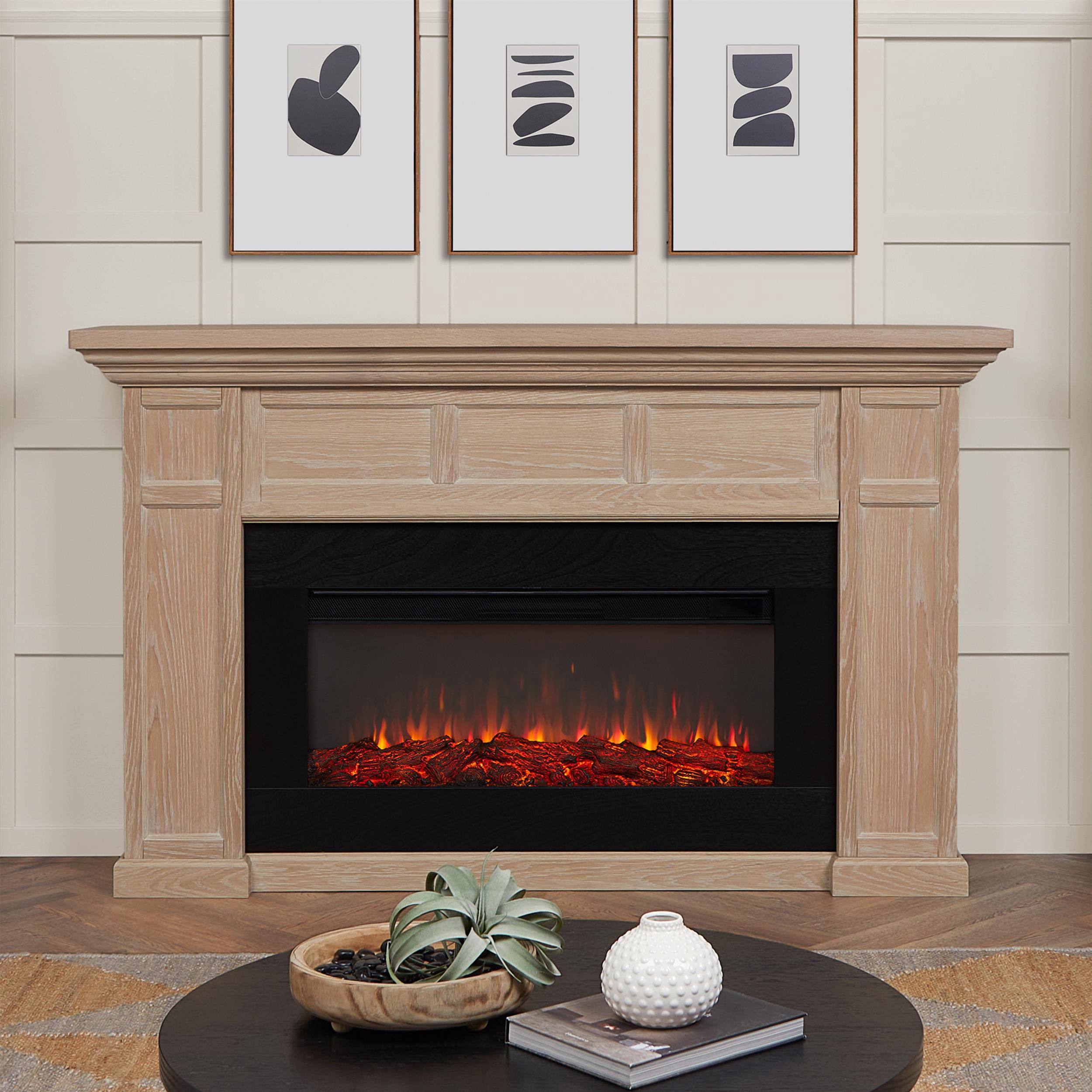Real Flame Alcott 75" Landscape Electric Fireplace in White Oak