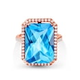 thumbnail image 2 of Gem Stone King 15.50 Ct Octagon Checkerboard Swiss Blue Topaz 18K Rose Gold Plated Silver Ring, 2 of 4