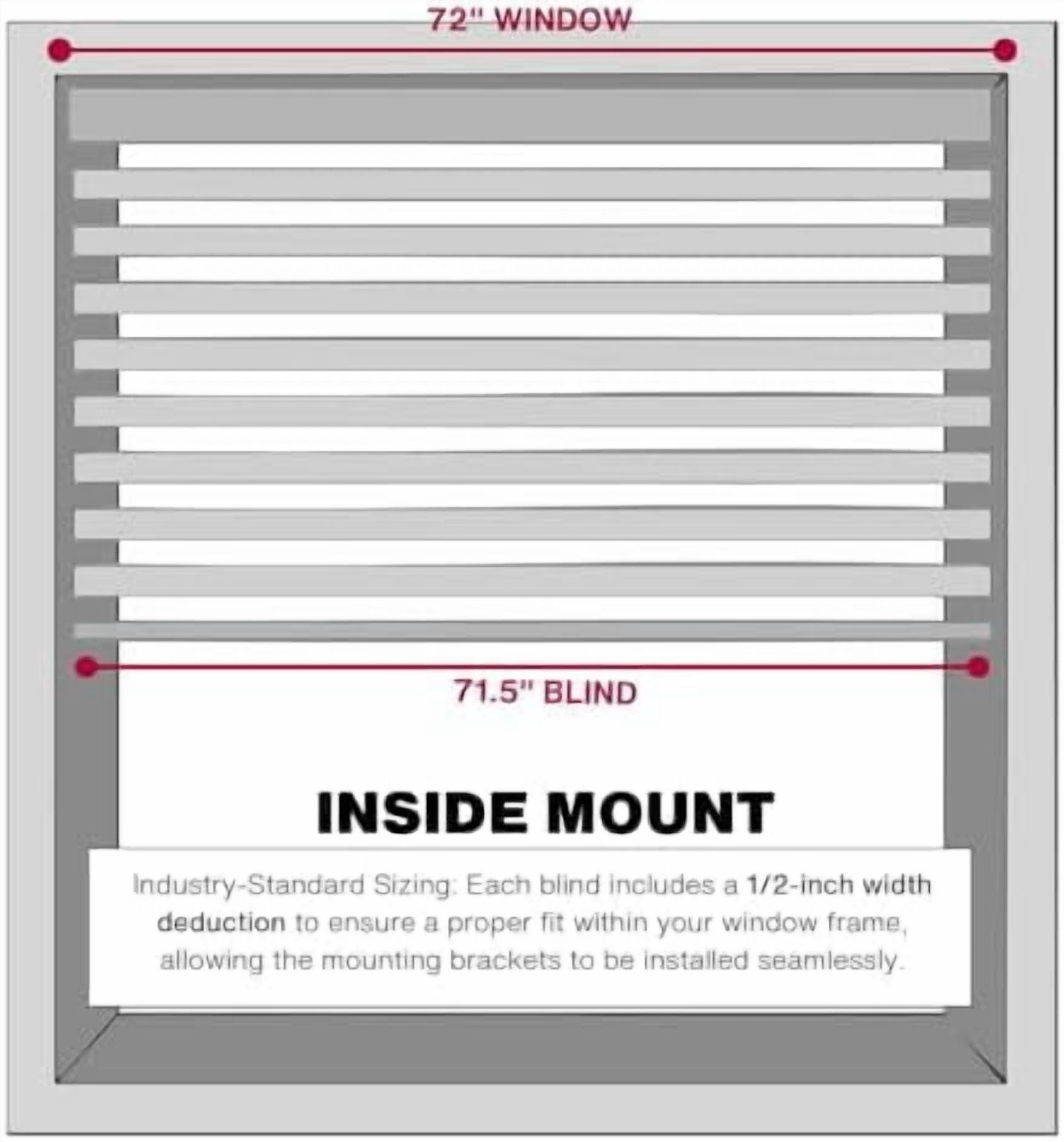 Cordless, 2 Inch Faux Wood Blind, 72" Wide x 60" Long, Window Blinds, Blinds & Shades, Blinds for Indoor Windows, Embossed, Bright White