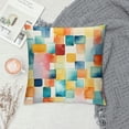 thumbnail image 2 of GOSMITH  Abstract Pillow Cushion Cover Rainbow Colored Geometric Square Shaped Blurry Effects Watercolor Design, Decorative Square Accent Pillow Case,  Blue and Red, 2 of 5