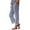 #Blue, variant on DPTALR Women's Summer Casual Elastic Waist Linen Straight Leg Capri Pants with Pockets,Khaki,Size L
