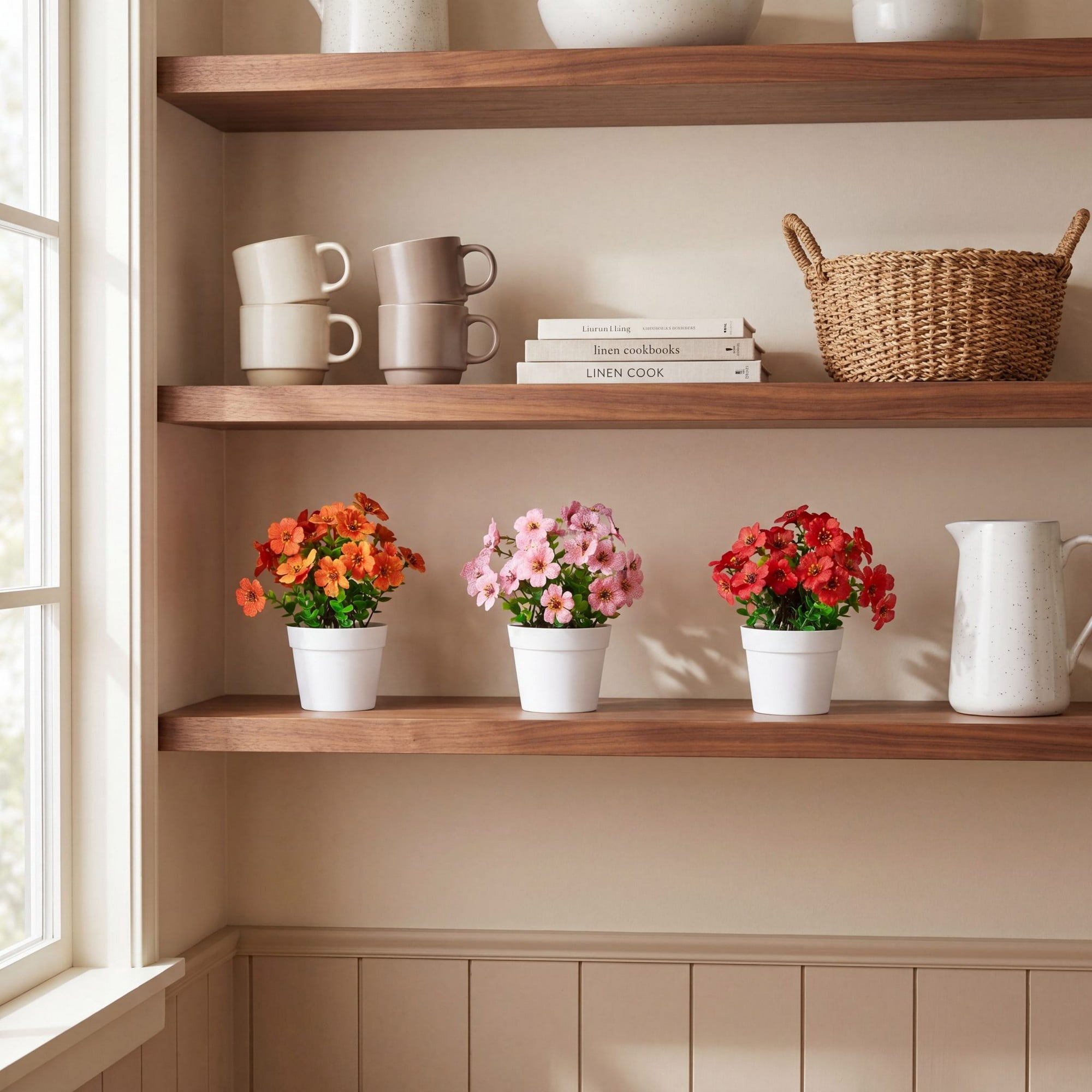 7in. Artificial Spring Daisy in White Pot - Set of 3
