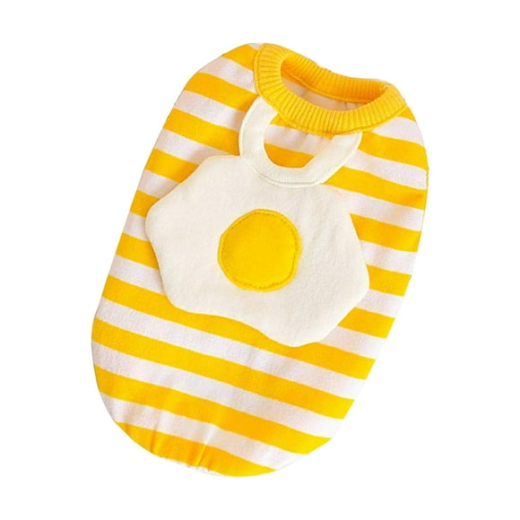 EeaseMX Ropa para mascotas de primavera y verano, chaleco a rayas con diseño de huevo, ropa para perros, suministros para mascotas, accesorios para perros, talla S, amarillo