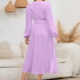 thumbnail image 5 of IROINNID Maxi Dress for Women Strapless V-Neck Wrap Dress Sexy Vintage V Neck Long Sleeve Solid Dresses Savings,Purple, 5 of 9