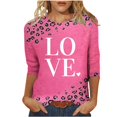 thumbnail image 3 of Jsaierl Women's Valentine's Day Shirts Plus Size Love Heart Graphic Tees Casual 3/4 Sleeve Blouse Crewneck Going Out T-shirt Tops Spring Clothes for Women, 3 of 6
