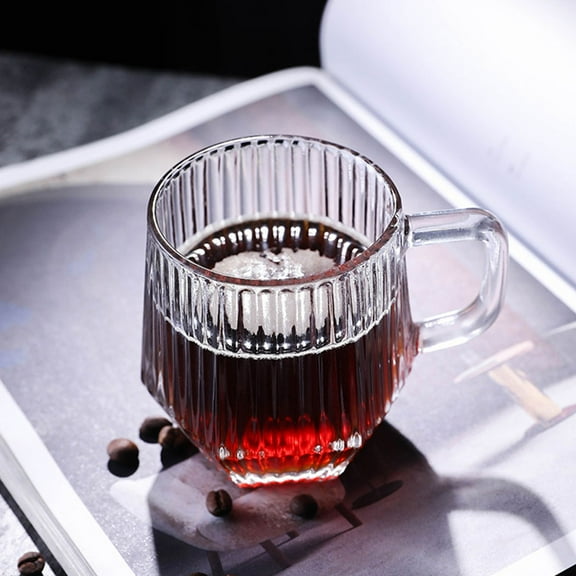 LEORX Transparent Glass Coffee Mug with Handle for Storage Use Ideal for Hot or Cold Drinks 6 pcs