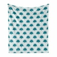 thumbnail image 1 of Tropical Soft Flannel Fleece Blanket, Exotic South American Plant Pattern on Geometric Shapes Background, Cozy Plush for Indoor and Outdoor Use, 50" x 70", Baby Blue Teal and White, by Ambesonne, 1 of 6