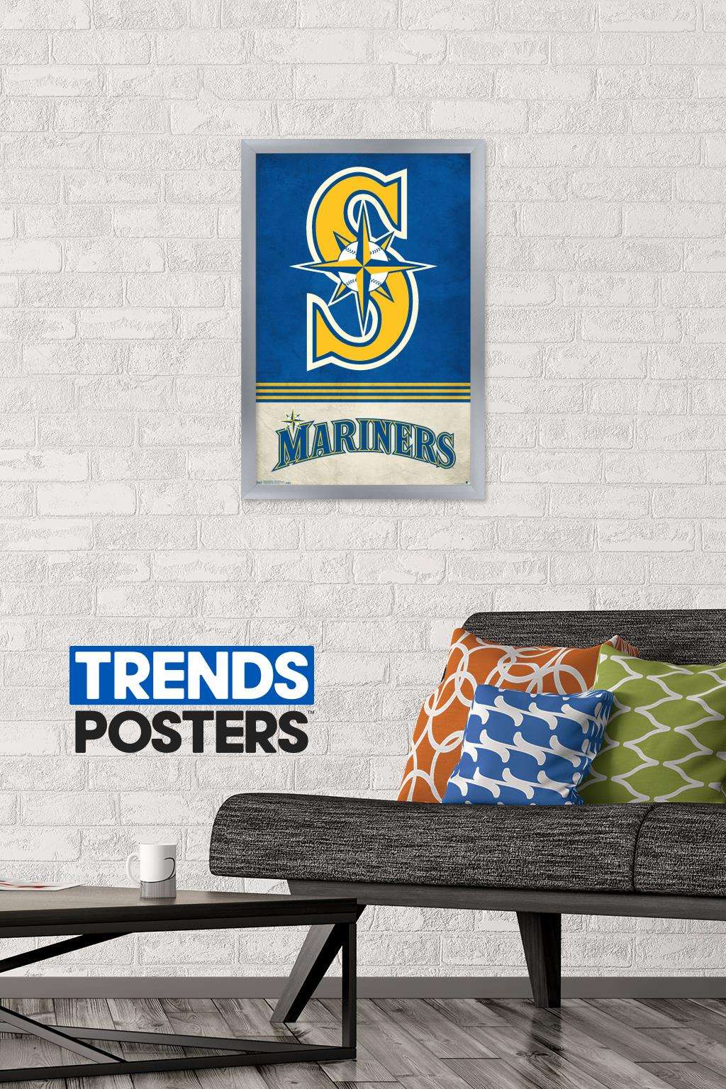 MLB Seattle Mariners - Retro Logo 18 Wall Poster, 14.725" x 22.375", Framed