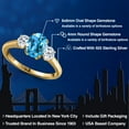 thumbnail image 2 of Gem Stone King 2.16 Ct Oval Swiss Blue Topaz White Topaz 18K Yellow Gold Plated Silver Ring, 2 of 6