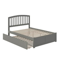 Richmond Full Platform Bed with Flat Panel Foot Board and Twin Size Urban Trundle Bed in Grey