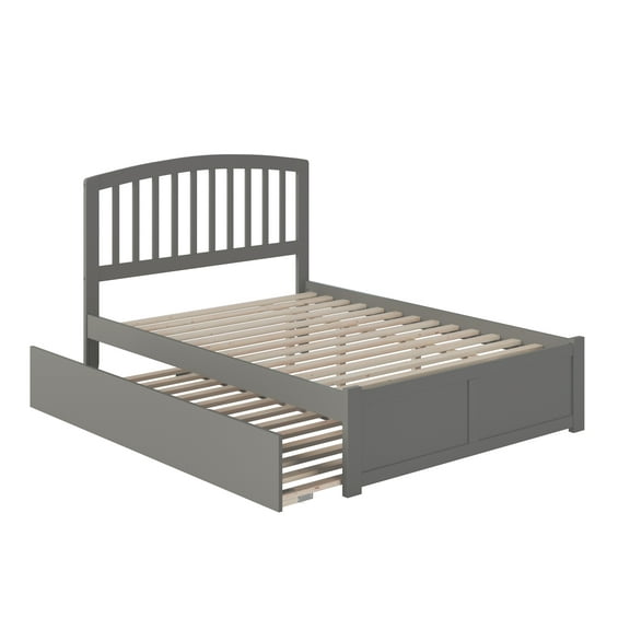 Richmond Full Platform Bed with Flat Panel Foot Board and Twin Size Urban Trundle Bed in Grey