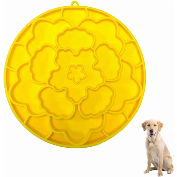 Alfombrilla lamible, alivio de la ansiedad canina, alimentación lenta, silicona de doble cara, alfombrilla redonda para alimentación, portátil, plegable, antideslizante, para la ansiedad