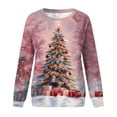 thumbnail image 3 of Craaazy Shirts For Women Fashion Christmas Tree Christmas Printed Loose Long Sleeve Blouse Crew Neck Hoodless Sweatshirts Gifts For Women, 3 of 5