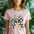 thumbnail image 2 of Pre-K Grade Shirt – Cute Black White Bow and School Supply Graphic Tee , CharityPink, 3XL, 2 of 6