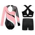 thumbnail image 2 of TiaoBug Kids Girls Long Sleeve Gymnastics Leotard Vest with Athletic Shorts Ballet Unitard Dancewear Pink 10, 2 of 5