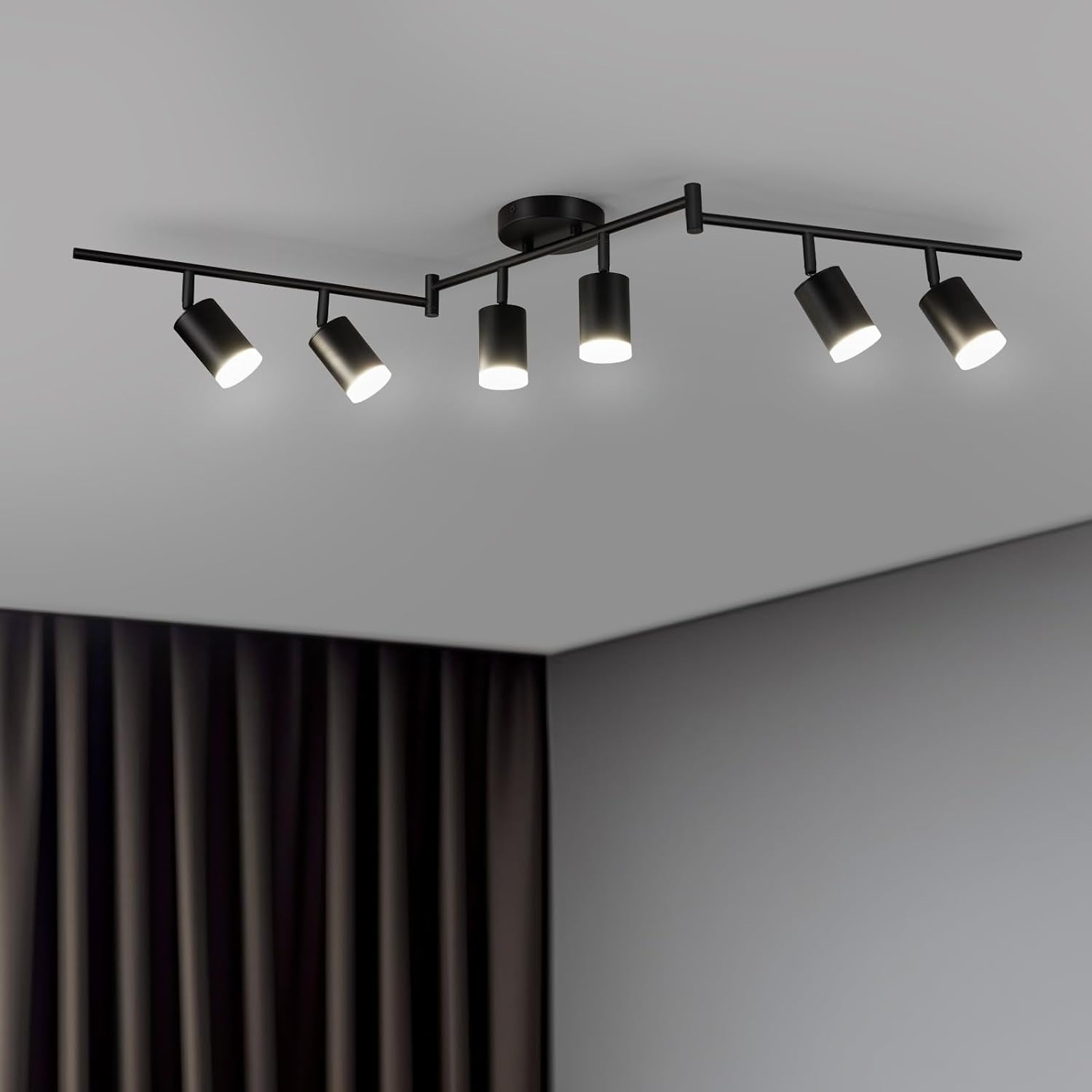 6 black guide lights, flexible rotating LED stand with acrylic ring