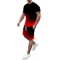 thumbnail image 1 of Costumes pour Hommes Été Imprimé Manches Courtes Col Rond avec Shorts Ensemble pour Hommes Design Moderne Léger Tissu Confortable Coordination, 1 of 7
