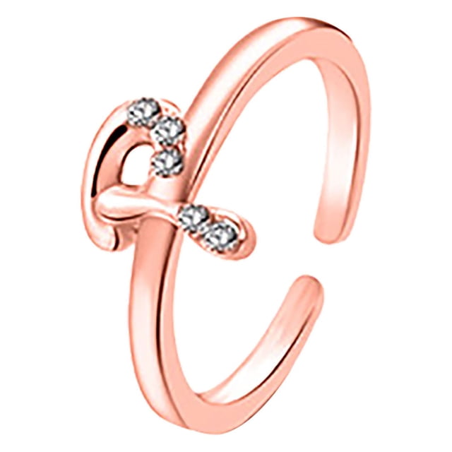 Letter Ring 26 English Letter Art Design Combination Diamond Couple Gift