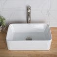 thumbnail image 3 of KRAUS 19-inch Modern Rectangular White Porcelain Ceramic Bathroom Vessel Sink and Ramus Faucet Combo Set with Pop-Up Drain, Satin Nickel Finish, 3 of 11