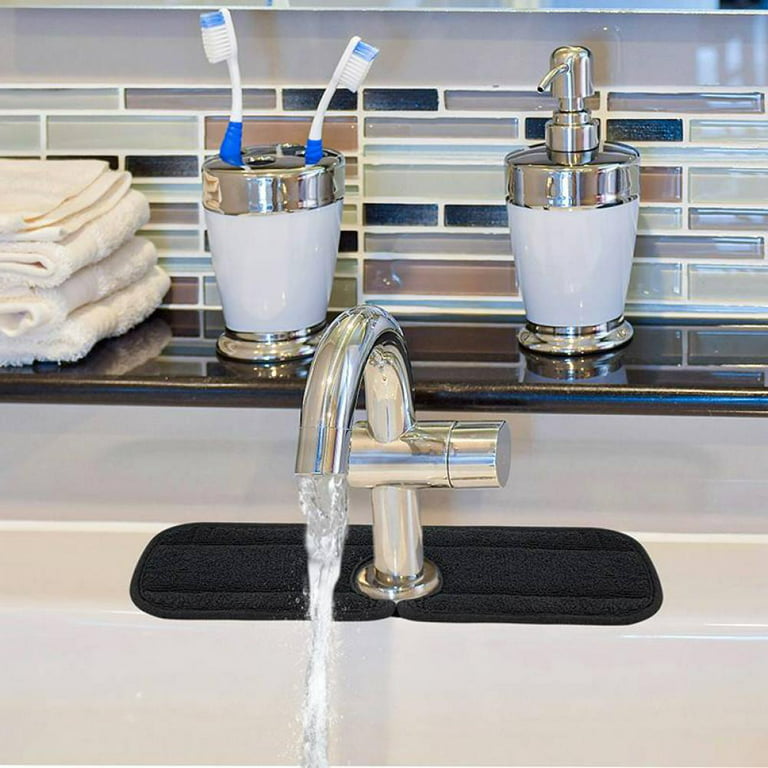 PoYang 2 Pack Kitchen Sink Splash Guard: Long Sink Faucet Mat Splash Guard,  Super Absorbent Microfiber Sink Protector Mat, Kitchen Sink Mat Machine