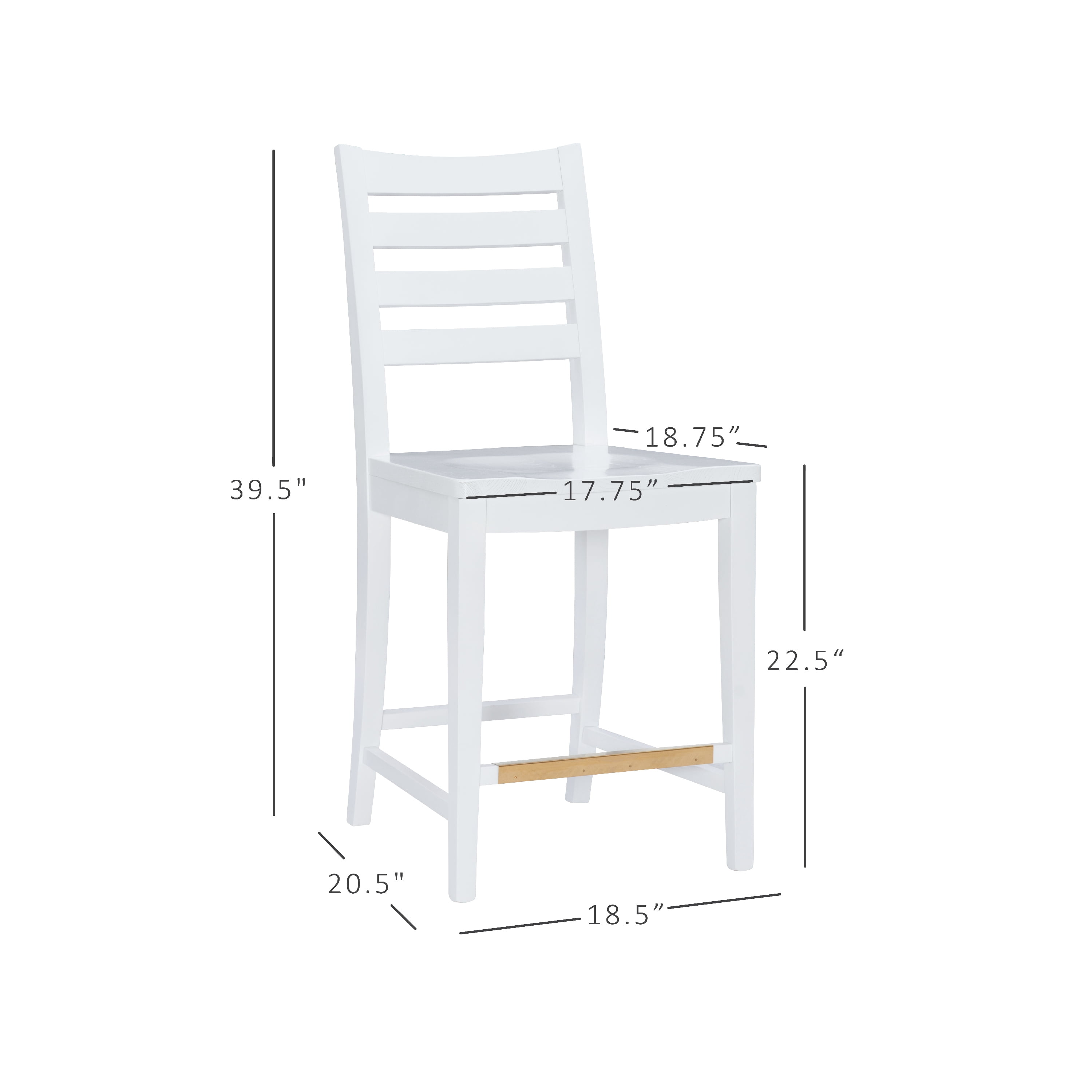 Linon Holdrege 22" High Back Counter Stools, Set of 2, White