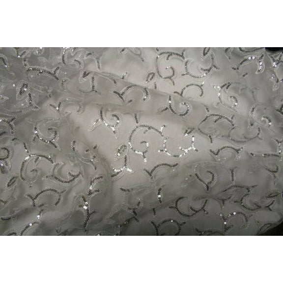 GISELLE Embroidered Sheer Fabric, 58 Inch. in Width, Sample 3x3 Inch / Ivory