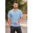thumbnail image 3 of COOFANDY Men's Zipper Polo Shirts Short Sleeve Ribbed Knit Polo T-Shirts Fashion Casual Golf Shirts, 3 of 6