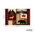 thumbnail image 4 of Amarainy Rustic Cabin Bear Deer And Maple Leaf Plaid Design Linen Table Mats Set Of 4 For Home Kitchen Table Decor 12x18 inch, 4 of 5