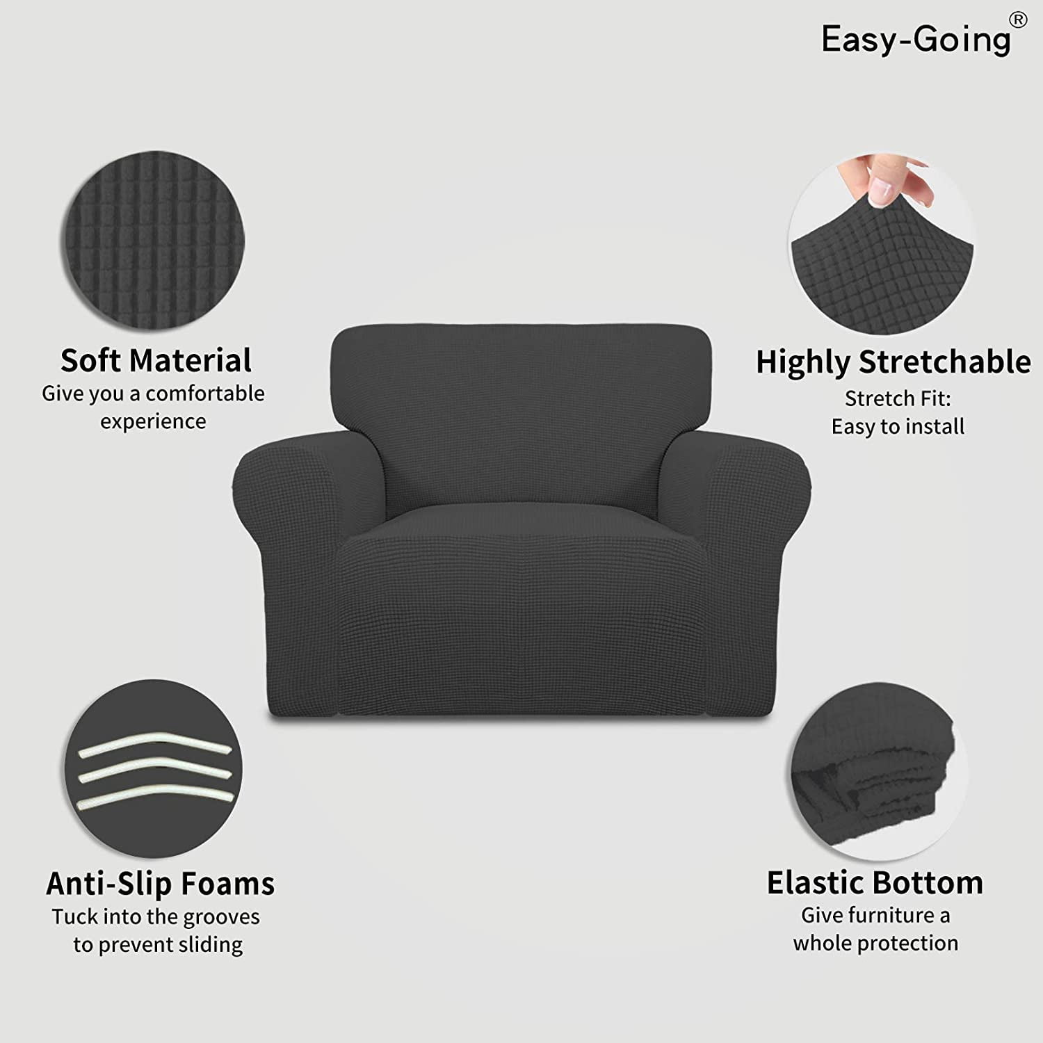 Wehilion Stretch Oversized Sofa Slipcover 1-Piece Sofa Cover Furniture Protector Couch Soft with Elastic Bottom for Kids, Polyester Spandex Jacquard Fabric Small Checks Christmas Red