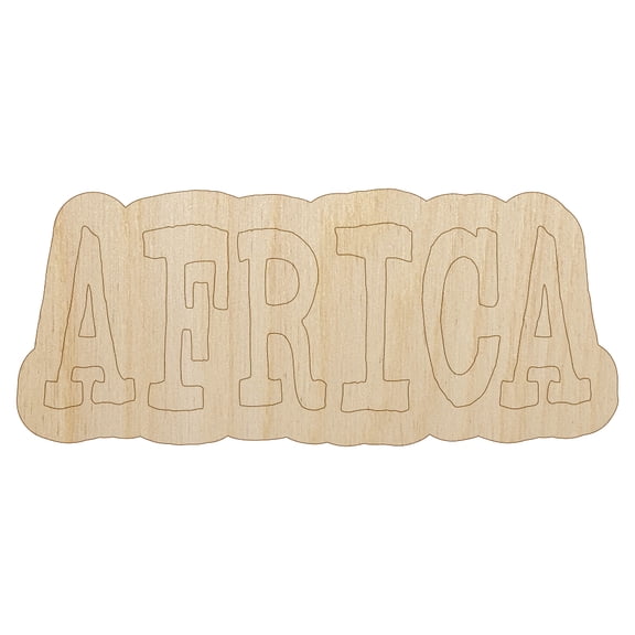 Africa Fun Text Wood Shape Unfinished Piece Cutout Craft DIY Projects - 4.70 Inch Size - 1/8 Inch Thick