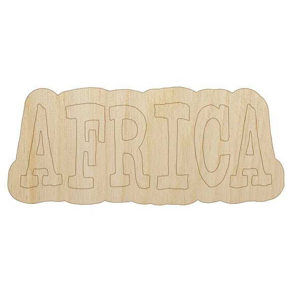 Africa Fun Text Wood Shape Unfinished Piece Cutout Craft DIY Projects - 4.70 Inch Size - 1/8 Inch Thick