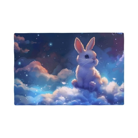 

Table Placemats Set of 6 - Cloud Cute Rabbit 12x18 In Faux Linen Double Heat Resistant Place Mats Cloth Indoor/Outdoor Placemats Washable Table Mats for Dining Kitchen Party