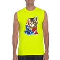 thumbnail image 1 of Mens American Flag 4th of July Kitty Ultra Cotton Sleeveless T-Shirt, 1 of 5