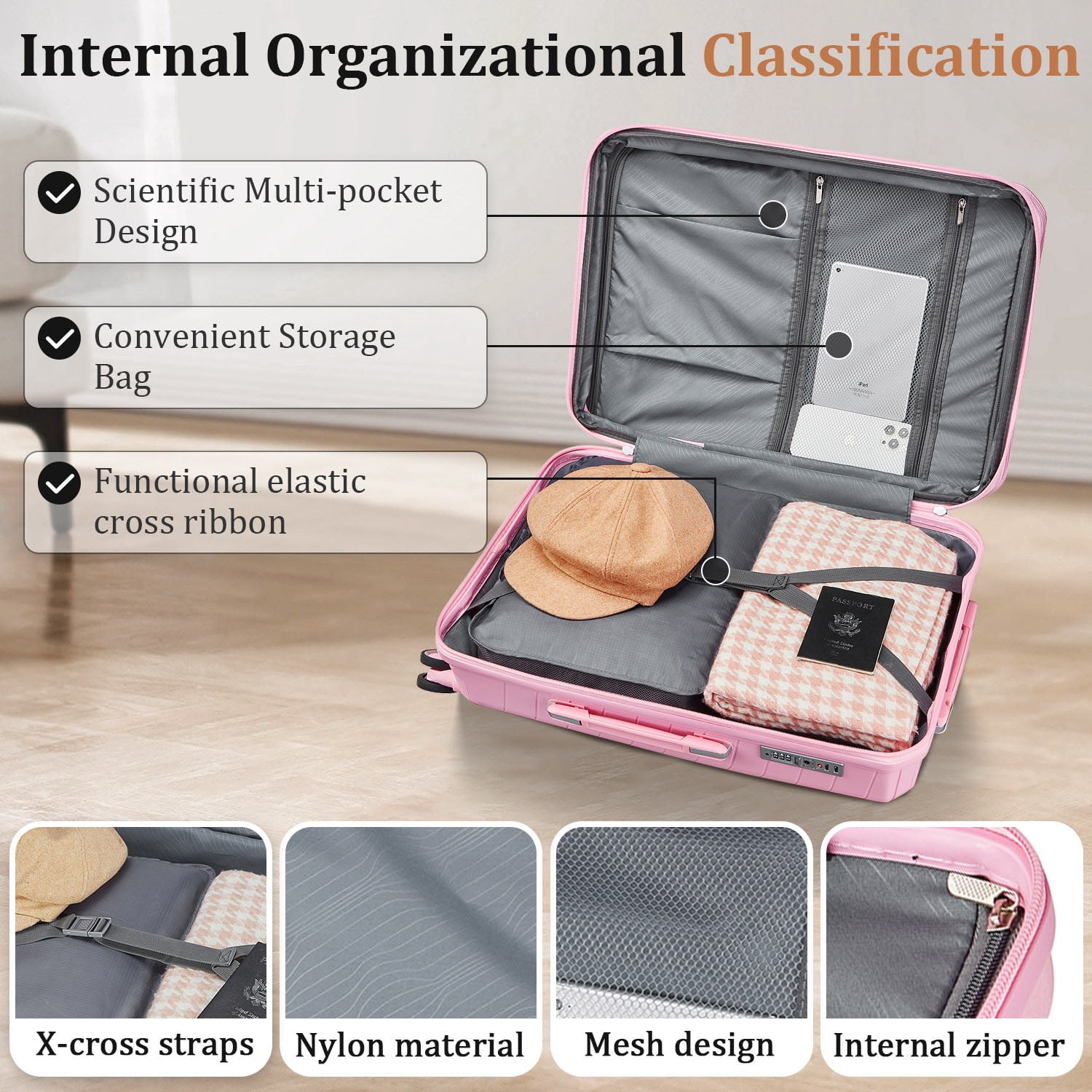 PC Hardshell 3-Piece Luggage Set with TSA Lock, 21" Carry-On + 29" Expandable Spinner Suitcase, Lightweight Durable Travel Luggage with 360° Wheels