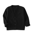 thumbnail image 1 of Splozh Chandail Léger à Col Rond pour Filles, Confortable, Doux et Chaud, Tricoté, Cardigan Uni à la Mode, Noir, 7-8 Ans, 1 of 6