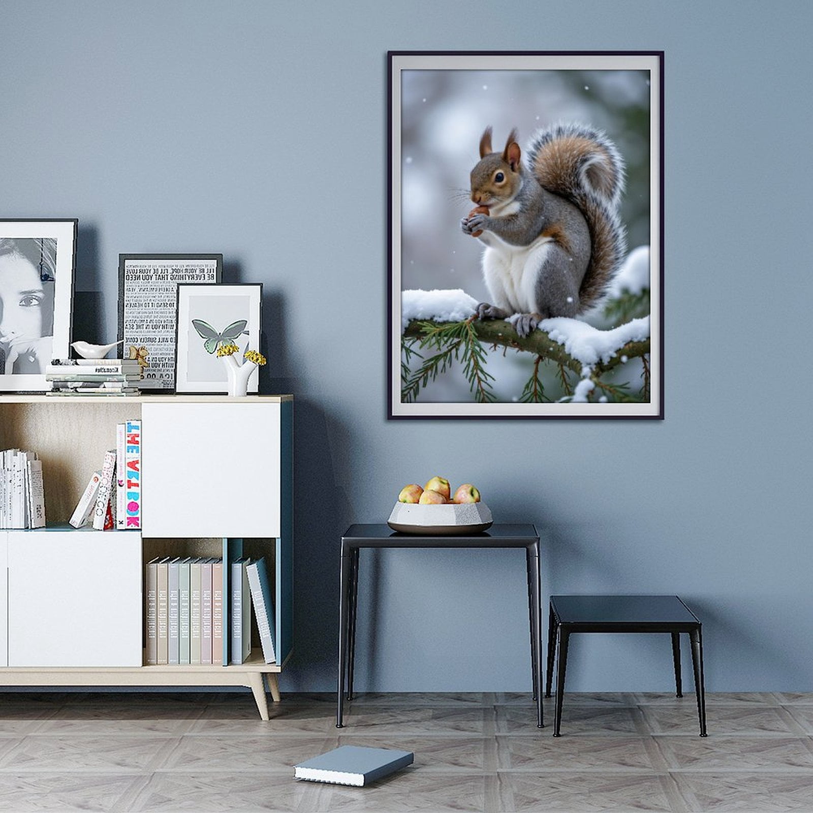 Diamond Art Kit for Adults, Squirrel Winter Snowy Branch Acorn Diamond Painting for Adults Beginners, DIY Diamond Art Painting Kits, 5D Diamond Painting Crafts for Home Decor 12x16 Frameless