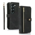 thumbnail image 2 of Compatible with Samsung Galaxy Z Fold 6 5G Wallet Case, 2 in 1 Magnetic Wallet Case with Card Holder, Zipper, PU Leather Flip Cover Case with Detachable Long Shoulder Strap,Card Slots, Black, 2 of 13