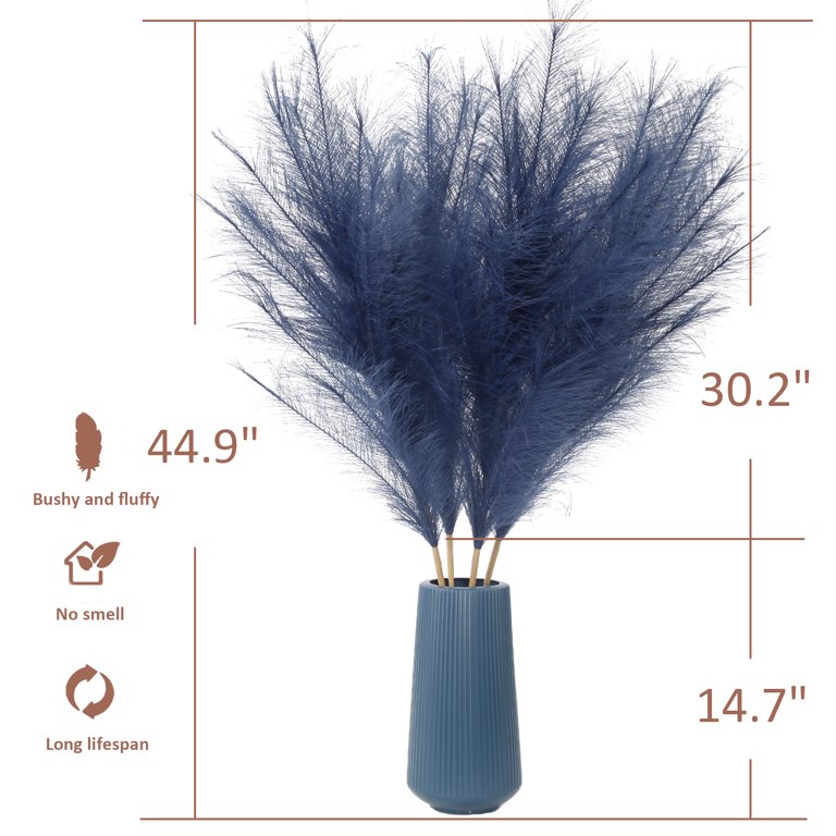 Acfruits 3.7 FT Navy Blue Faux Pampas Grass Large Tall Fluffy