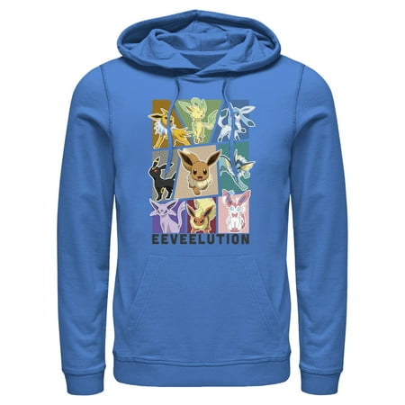 Men's Pokemon All About Eevee Eeveeloution Pull Over Hoodie Royal Blue X Large