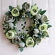 thumbnail image 2 of Corona de primavera y verano para puerta, decoración de pared, flores de seda, corona floral verde hecha a mano Verde malaquita, 2 of 5
