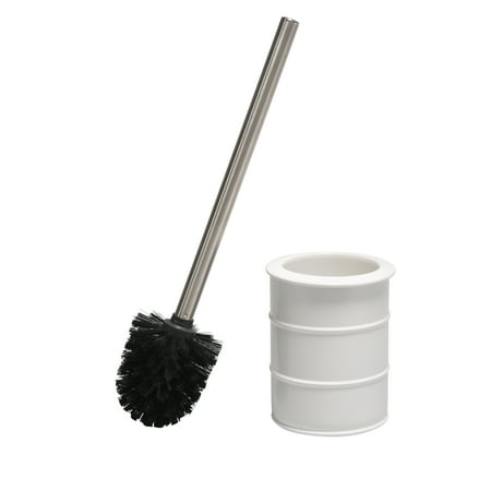 ELLE Paris Modern Ridge Design Toilet Brush & Holder in White